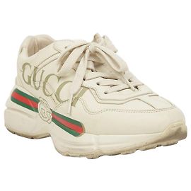 Gucci Leather Logo Sneakers Ivory White