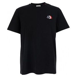 Moncler Baumwoll-T-Shirt mit besticktem Logo Schwarz