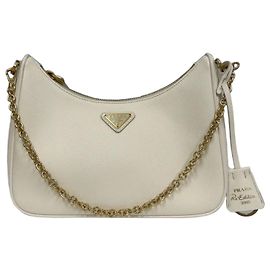 Prada Bolsa Hobo em couro Tessuto Branco