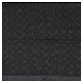 Gucci Wool Scarf Black Light Grey Brown