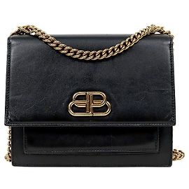 Balenciaga Bolsa de ombro BB com aba preta Preto