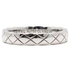 Chanel Anel Mini Quilted em Ouro Branco Branco