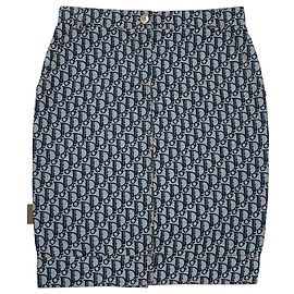 Dior Gonna midi Christian Oblique Blu