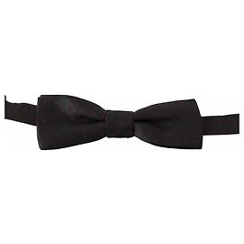 Dolce & Gabbana Gray Dotted Silk Adjustable Neck Bow Tie Brown