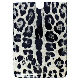 Dolce & Gabbana White Leopard Pattern Leather eBook Cover Tablet Case White