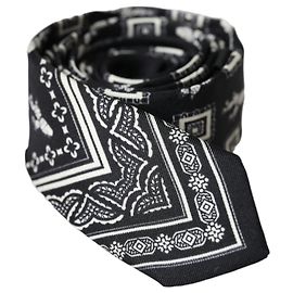 Dolce & Gabbana Black Patterned %Silk Adjustable Tie Black