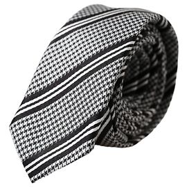 Dolce & Gabbana Corbata ajustable de seda gris oscuro con rayas blancas Castaño