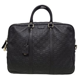 Gucci Brown GG Logo Sima Leather Briefcase Brown