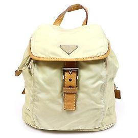 Prada Beige Pocono Nylon Bella Small Backpack Brown