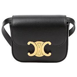 Céline Mini Cloud em couro de bezerro brilhante preto Preto