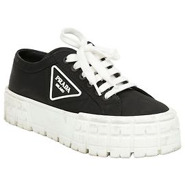 Prada Sneakers platform in gabardine con logo Triangle Nero Nero