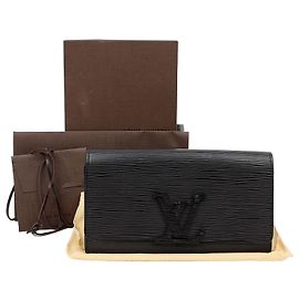 Louis Vuitton Louise Wallet Epi Leather Long Wallet Black Black