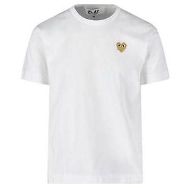 Comme Des Garcons T-shirt de manga curta com patch de coração dourado Branco