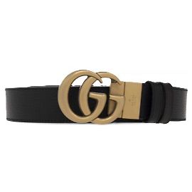 Gucci Cinto de couro reversível com fivela dupla Preto