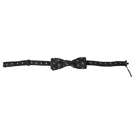 Dolce & Gabbana Dark Gray Patterned Silk Adjustable Men Neck Papillon Bow Tie Brown