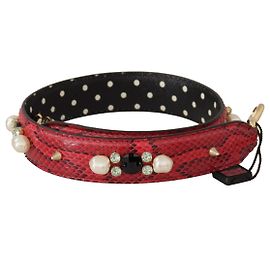Dolce & Gabbana Bandoulière réversible en cuir de python rouge avec cristaux Rouge