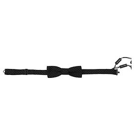 Dolce & Gabbana Black Pattern Silk Adjustable Neck Papillon Bow Tie Black