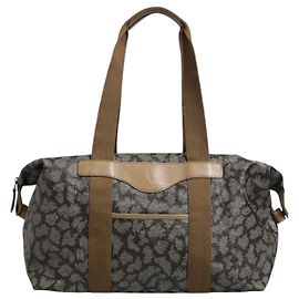 Autre Marque Green and Brown Pattern Canvas Duffel Bag Brown