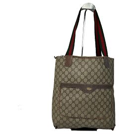Bolso Tote Vintage Gucci GG Plus Canvas c. finales de los 1970 Tan Brown Camello