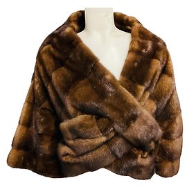 Autre Marque J. Mendel Brown Cropped Pelzmantel mit Seidenfutter Braun