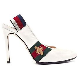 Gucci Sylvie Web Slingback Pumps Weiß