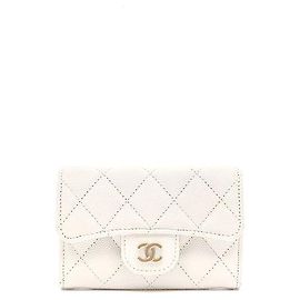 Chanel Caviar Geldbörse Weiß Leder Weiß