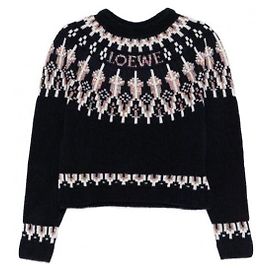Loewe Wool Blend Sweater Navy Multi Blue