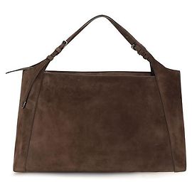 Brunello Cucinelli Sac à épaule en cuir daim marron Marron