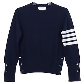 Thom Browne Cashmere Diagonal Crew Neck Knit Navy Blue