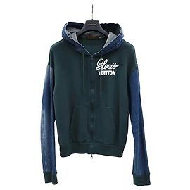 Louis Vuitton Giacca in denim ibrida con cappuccio Blu
