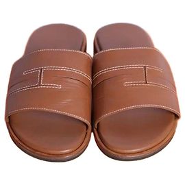 Hermès Pacific Leather Sandal Slipper Gold Golden
