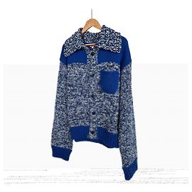 Kenzo Fisherman Logo Strickcardigan Blue Blau