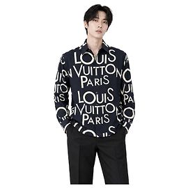 Louis Vuitton Letters Galaxy Regular Silk Shirt Black White White