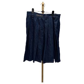 Miu Miu Saia plissada de denim Tamanho Multicor