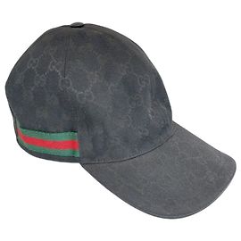 Gucci GG Canvas Black Web Baseball-Kappe Grün