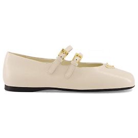Prada Patent Leather Double Strap Ballerina Orange