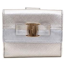 Salvatore Ferragamo Compact Metallic Wallet Silvery