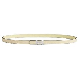 Hermès Cinturón de mujer con hebilla y correa de cuero reversible Mini Castaño