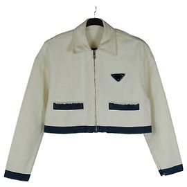 Prada Crop Denimjacke Blau Blau