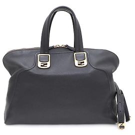 Fendi Borsa Tote e borsa a tracolla in pelle nera Nero