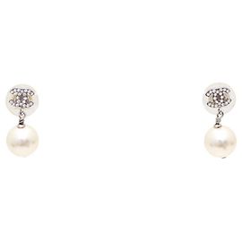 Chanel Pearl Drop Ohrringe Silber Silber