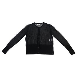 Thom Browne Seidener transparenter Cardigan mit Rundhalsausschnitt Schwarz Größe Schwarz