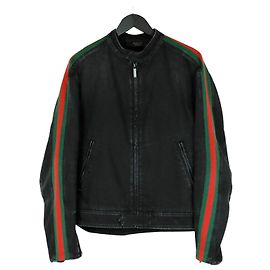 Gucci Giacca biker in denim di cotone Blu