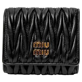 Miu Miu Black Matelassé Wallet Black