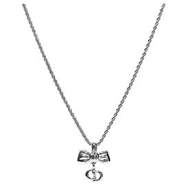 Dior Colar Ribbon CD Silver Prata