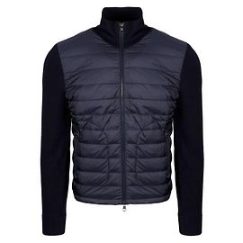 Moncler Cardigan matelassé zippé Bleu