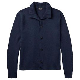 Tom Ford Wool Cashmere Mohair Button Cardigan Blue