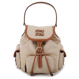 Miu Miu Canvas Leather Backpack Brown