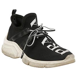 Prada Logo Knit Socks Sneakers Black White White