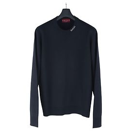 Gucci Intarsia Seidenbaumwoll-Strickpullover XL Blau